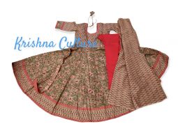 Anarkali Set Earthy Green and Pink